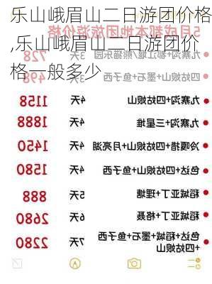 乐山峨眉山二日游团价格,乐山峨眉山二日游团价格一般多少