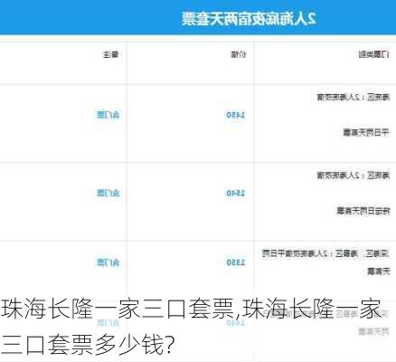 珠海长隆一家三口套票,珠海长隆一家三口套票多少钱?
