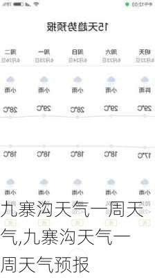 九寨沟天气一周天气,九寨沟天气一周天气预报