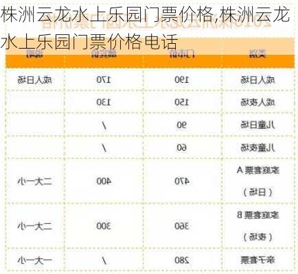 株洲云龙水上乐园门票价格,株洲云龙水上乐园门票价格电话