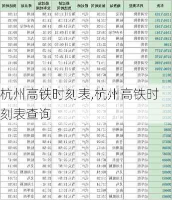 杭州高铁时刻表,杭州高铁时刻表查询