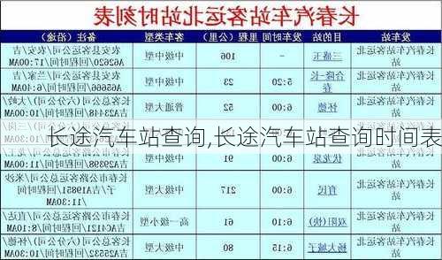 长途汽车站查询,长途汽车站查询时间表