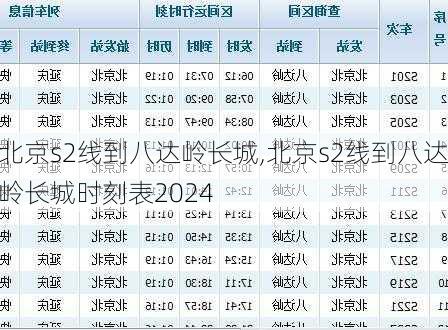 北京s2线到八达岭长城,北京s2线到八达岭长城时刻表2024