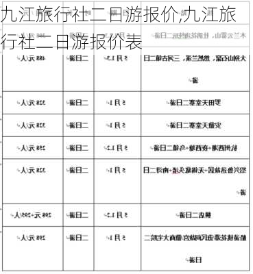 九江旅行社二日游报价,九江旅行社二日游报价表