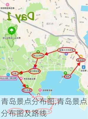 青岛景点分布图,青岛景点分布图及路线