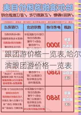 跟团游价格一览表,哈尔滨跟团游价格一览表