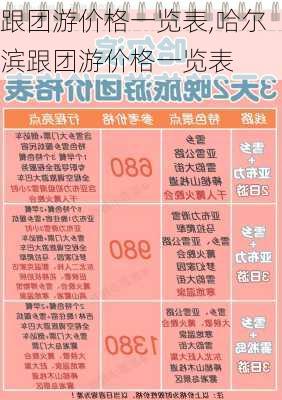 跟团游价格一览表,哈尔滨跟团游价格一览表