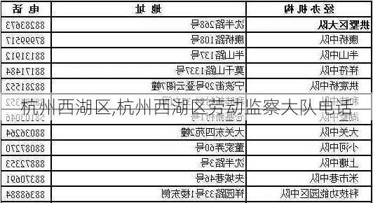 杭州西湖区,杭州西湖区劳动监察大队电话