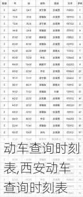 动车查询时刻表,西安动车查询时刻表