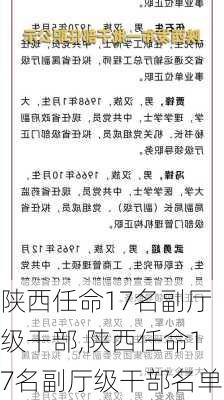 陕西任命17名副厅级干部,陕西任命17名副厅级干部名单