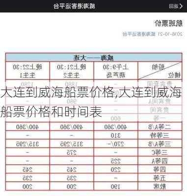 大连到威海船票价格,大连到威海船票价格和时间表